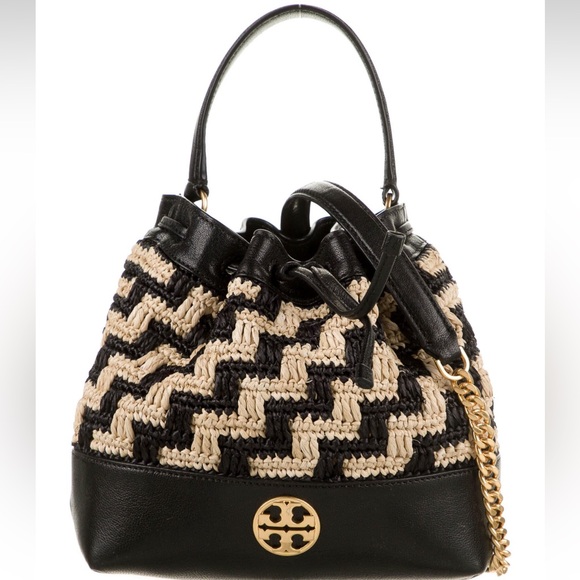 Tory Burch Will Straw Drawstring Bag - Picture 1 of 6